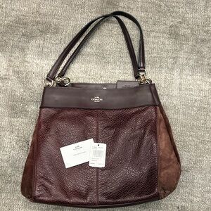 Coach Lexy  oxblood Leather and Suede Shoulder Bag
